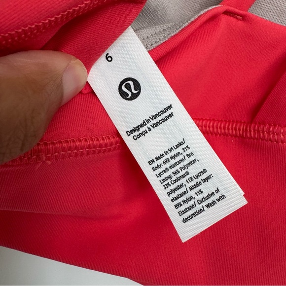 NWT Sz 6 Lululemon Energy Longline Bra Crossback Med Support B–D Cup Pink Punch - Picture 9 of 11